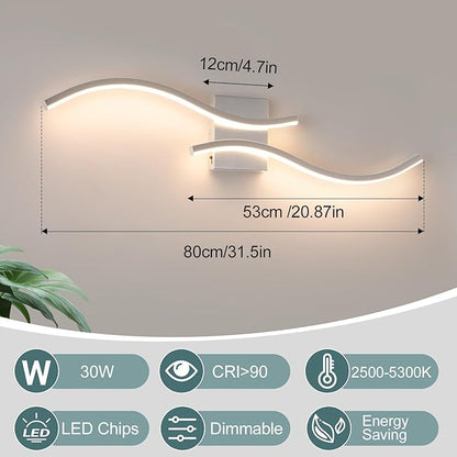 Bathroom Vanity Light Fixture, 26W 5CCT Dimmable Modern Led Bathroom Light Fixtures Over Mirror, LED Vanity Lighting Bar for Bathrooms (Brushed Nickel, 31.5inch)