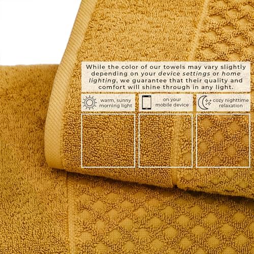 Great Bay Home Bath Towels - 100% Cotton 4 Pack 54x27 Bath Towel Set - Absorbent, Durable, Quick-Dry Towels for Bathroom (Marigold)