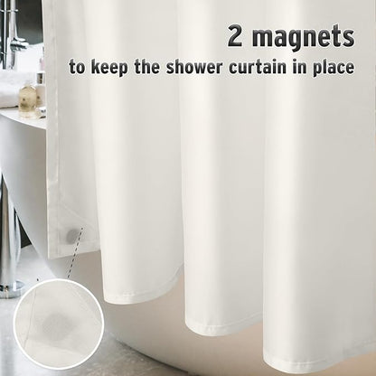 Titanker Fabric Shower Curtain Liner Washable, 70 x 72 Inches, Cream Shower Liner Fabric with 2 Magnets, Bathroom Polyester Shower Liner Waterproof Soft Lightweight, Cream