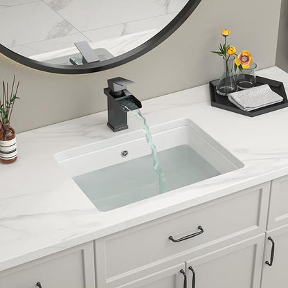 Undermount Bathroom Sink 20''x14'' White Rectangle Bathroom Sink Porcelain Ceramic Sink Vanity Basin Lavatory Sink Vessel Sink