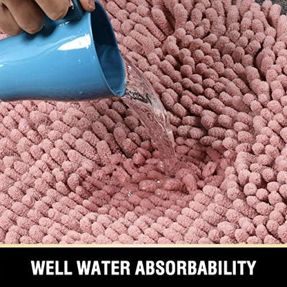 H.VERSAILTEX Toilet Mat U Shaped Bathroom Rugs Bath Mats for Bathroom Non Slip Luxury Chenille Bath Mat U Shape 20x24 Extra Soft and Absorbent Shaggy Rugs Washable Dry Fast - Coral Pink