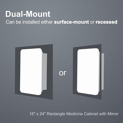 Casaphoria 24" H x 16" W Bathroom Medicine Cabinet with Mirror, Metal Frame Wall Medicine Cabinets Mirrors, Wall Mirror Cabinet, Black