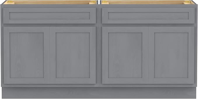 Vanity Art 78 Inch Bathroom Base Cabinet Only, Double Sink Top (Not Include Sink) with Door & Soft Close Hinge, Unassembled Floor Cabinet, Smoke Grey, 2ea 39 Inch Combo