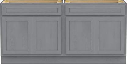 Vanity Art 78 Inch Bathroom Base Cabinet Only, Double Sink Top (Not Include Sink) with Door & Soft Close Hinge, Unassembled Floor Cabinet, Smoke Grey, 2ea 39 Inch Combo