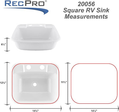 RecPro RV White Bathroom Sink with Faucet Single Bowl Plastic Lavatory