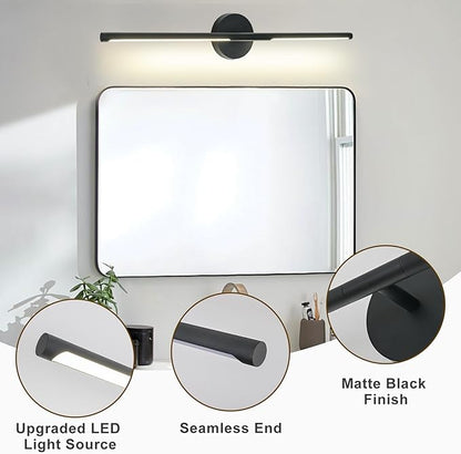 Matte Black Bathroom Light Fixtures Over Mirror 36 Inch, 26W 360° Rotatable Dimmable 4000K Led Vanity Light Bar, Modern Bathroom Vanity Lights Above Mirror