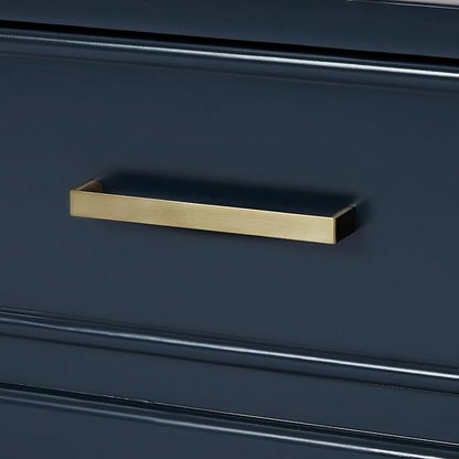 Langford 48-inch Midnight Blue Bathroom Vanity with Center Rectangle Single Sink, Carrara White Quartz Countertop & Backsplash, Solid Wood Frame, Soft-Closing & Dovetail Drawers