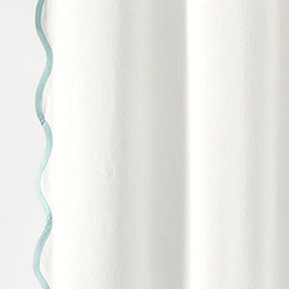 Lush Decor Coastal Chic Scallop Edge Linen-Textured Shower Curtain, Single 72" W x 72" L, Blue & White - Scalloped Shower Curtains - Coastal Bathroom Curtain