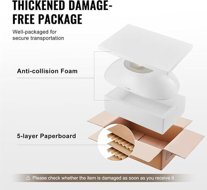 VEVOR Oval Vessel Sink with Bathroom Sink Drain, 23.3" x 14.2" Bathroom Vessel Sink Bowl Countertop, White Ceramic Bathroom Sinks Above Counter,Well-Packaged for Bathroom, Hotel, Toilet, RV