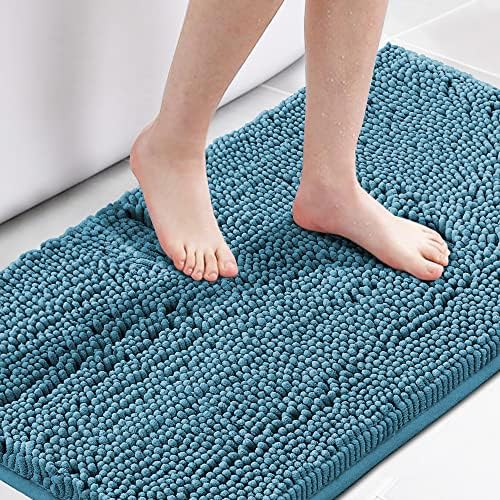 H.VERSAILTEX Microfiber Bath Rugs Chenille Floor Mat Ultra Soft Washable Bathroom Dry Fast Water Absorbent Bedroom Area Rugs, 24 x 42 - Inch, Dark Teal