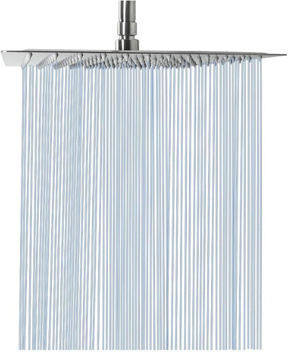 NearMoon Rain Shower Head, High Flow Stainless Steel Square Rainfall Shower, Waterfall Bath Shower Body Covering, Ceiling or Wall Mount (12 Inch, Brushed Nickel)