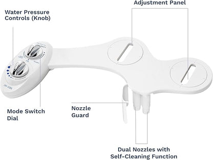 LUXE Bidet NEO 185 - Dual Nozzle, Self-Cleaning, Non-Electric Bidet Attachment for Toilet Seat, Adjustable Water Pressure, Rear & Feminine Wash (White)