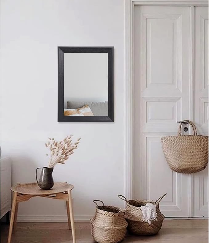 AAZZKANG Wall Mirror Black Wood Framed Rectangle Hanging Mirrors | Decorative for Bedroom Bathroom Living Room Farmhouse Entryway Small