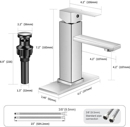 Brushed Nickel Bathroom Faucet YXOCVIR Single Hole with Pop-up Drain Single Handle Bathroom Faucet Suitable for Vanity Sinks RV Suitable for 1 or 3-Hole Installation