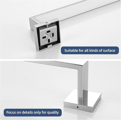 Bathroom Towel Bar Set, 23.6 Inch Wall Mounted Rack, 304 Stainless Steel, D-Shape, 2-Piece Set (Chorme)