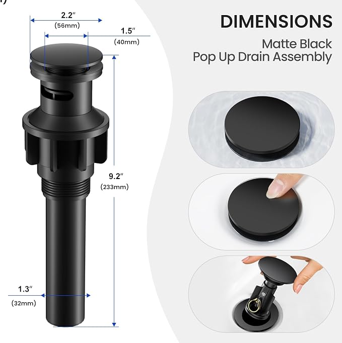 Bathroom Faucet 8 Inch, Matte Black 2 Handle Widespread Sink Faucet | Widespread faucet with 360° rotating spout, double handles and pop-up drain for bathroom vanity and sink upgrades.