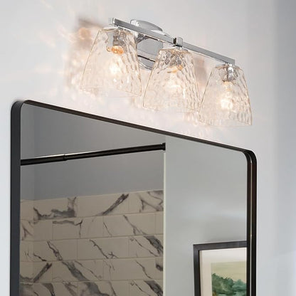 Kichler Marant 21.25" 3-Light Vanity Light with Clear Water Glass in Chrome, for Bathroom, Powder Room, Over a Mirror, (21.25" W x 9.5" H), 55216CHWTR