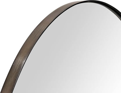 Oil Rubbed Bronze Arched Recessed Bathroom Medicine Cabinet with Mirror Stainless Steel Metal Framed Rectangular Bathroom Cabinet with Mirror 16x28.3''