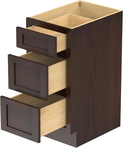 Vanity Art 15 Inch Bathroom Vanity Small Base Cabinet with 3 Soft Closing Shaker Drawers, Strudy Floor Mount Cabinets for Storage Shaving, Washroom Accessories, VA4015-3B