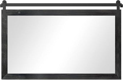 COGOOD Farmhouse Bathroom Mirrors for Over Sink - 30 x 45 Black | Rustic Barn Door Wood Framed Vanity Mirror for Entryway, Living Room, Bedroom, Dresser Wall Decor