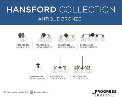 Progress Lighting P300049-020 Hansford Bath & Vanity, 1-Light, Antique Bronze