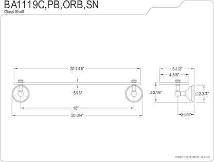 Kingston Brass BA1119C Victorian Glass Shelf, Polished Chrome