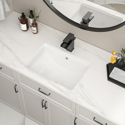 19''x14'' Undermount Bathroom Sink Rectangle Bathroom Sink White Porcelain Ceramic Sinks Vanity Sink Under Counter Basin Lavatory Sink Vessel Sink