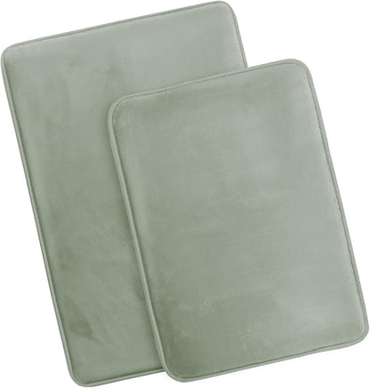 Clara Clark 2 Piece Bathroom Rug Set - Memory Foam, Bath Mat Set, Plush, Cozy, Ultra Soft, Non Slip, Machine Washable, Quick Dry - 24” x 17”+ 32” x 20” - Forest Green