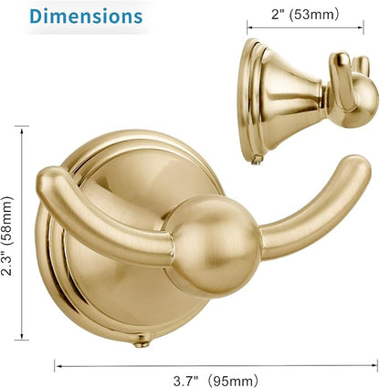 FILTA Bathroom Towel Hooks, Champagne Bronze Robe & Towel Hooks for Wall Mounted, Traditional Towel and Robe Hooks for Hanging Towels, Bath Towel Holder for Shower(2 Pack)