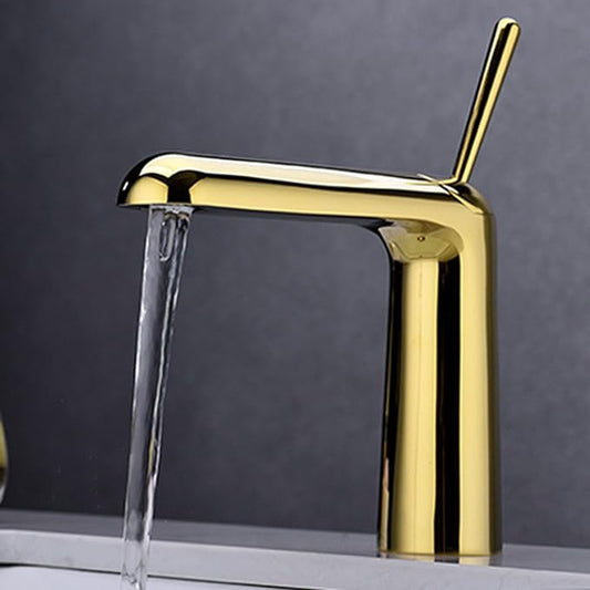 Faucet for Bathroom Sink Single Handle Brass Bathroom Water Faucet Single Hole Gold