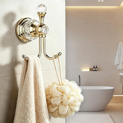 Gold Crystal Towel Hooks for Bathroom Wall Mounted Hand Towel Holder Kitchen Robe Hook Bedroom Towel Hanger,Drilling Installation