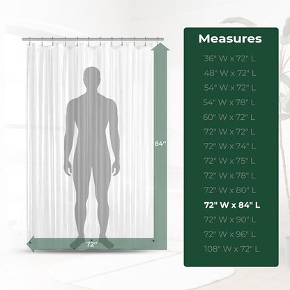 Clear Shower Curtain Liner with Side Suction Cups, Premium PEVA Plastic Shower Liner with 3 Magnets, Waterproof Bathroom Curtain, 72 x 84, Extra Heavy Duty Clear