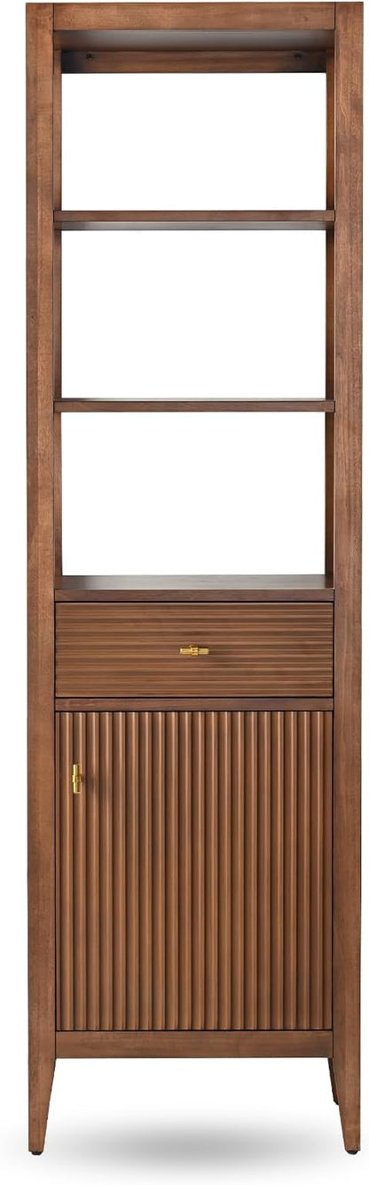 Vanity Art Vanity with Storage Cabinet & Shelves, Free-Standing Vanity with Soft-Closing Doors, Walnut, Golden Brushed Handware VA91-LC-Walnut-GB