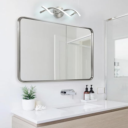 Modern Nickel LED Vanity Lighting,Bathroom Light Fixture Over Mirror,18 Inch,6000K Cool White
