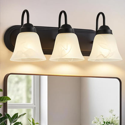 Bathroom Light Fixtures Over Mirror, Black 3 Light Vanity Light for Bathroom Vintage Lighting Fixtures Wall Lamp Vanity Lights Apply for Mirror Living Room Cabinet Bedroom