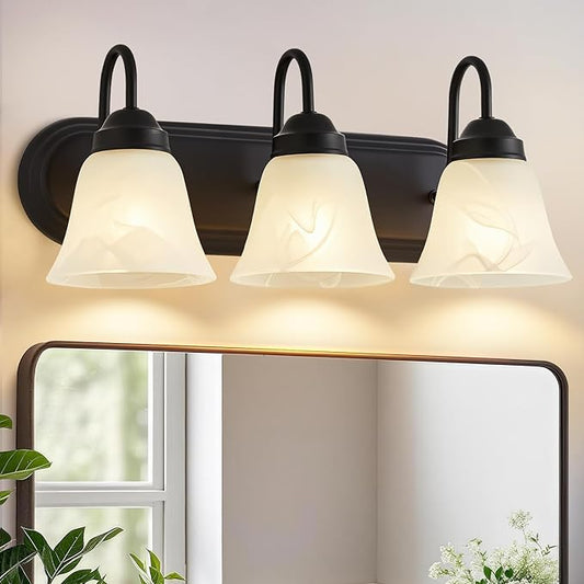 Bathroom Light Fixtures Over Mirror, Black 3 Light Vanity Light for Bathroom Vintage Lighting Fixtures Wall Lamp Vanity Lights Apply for Mirror Living Room Cabinet Bedroom