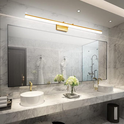 Aipsun Copper Bathroom Vanity Light 48inch Adjustable Modern LED Vanity Light for Bathroom Gold Lights Fixtures 5500K