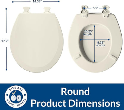 Bemis 500EC Durable Wood Toilet Seat with Easy Clean Hinges, Made in USA, Round, Biscuit (Pack of 2)