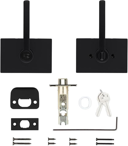 Kwikset Halifax Entry Door Handle with Lock and Key, Secure Keyed Reversible Lever Exterior, for Front Entrance and Bedrooms, Matte Black, Pick Resistant Smartkey Rekey Security and Microban