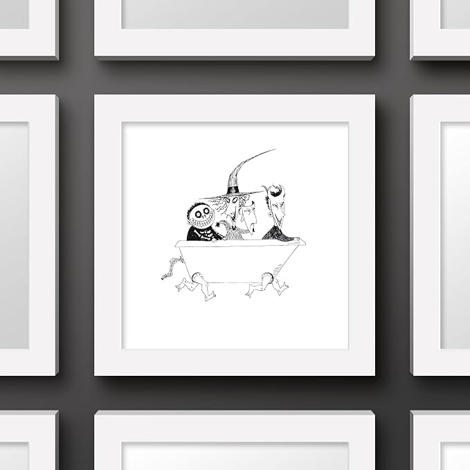 Trends International Gallery Pops Disney Tim Burton's The Nightmare Before Christmas - Bathtub Wall Art Wall Poster, 12" x 12", White Framed Version