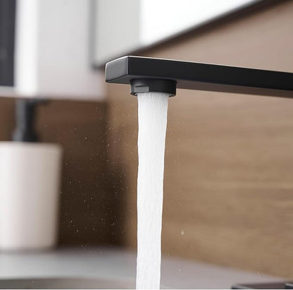 Black Bathroom Faucet YXOCVIR Single Hole with Pop-Up Bathroom Drain Single Handle Bathroom Faucet Suitable for Vanity Sinks, RV, Farmhouses, Suitable for 1 or 3-Hole Installation