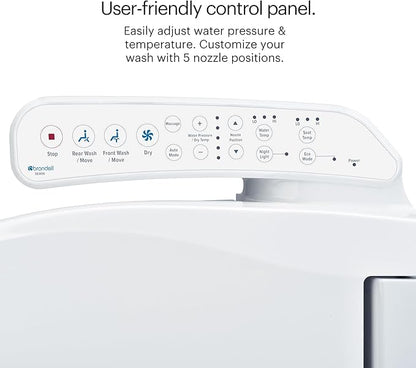Brondell SE400-EW Swash SE400 Electric Bidet Toilet Seat With Heated Seat, Oscillating Stainless Steel Nozzle, Warm Air Dryer, Night Light, Gentle Close Lid, White Side Arm Control, Elongated