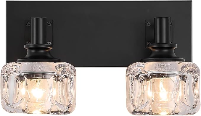 Farmhouse Vanity Light Fixtures 2-Light Bathroom Vanity Light Black Vanity Lights for Bathroom(13.3inches in Length)