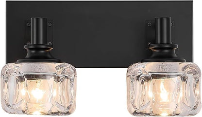Farmhouse Vanity Light Fixtures 2-Light Bathroom Vanity Light Black Vanity Lights for Bathroom(13.3inches in Length)