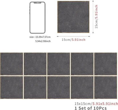 Alwayspon Stone Effect Vinyl Sticker Peel and Stick, Self-Adhesive Wall Tile Transfers Backsplash Sticker Decal for Kitchen Bathroom, 6x6inch/15x15cm 10Pcs, T027