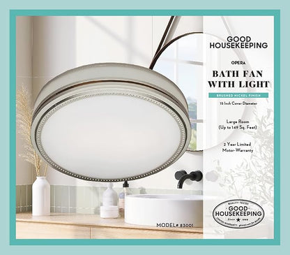 Good Housekeeping Opera (83001) Decorative 110 CFM 3.0 Sones Bathroom Ventilation Exhaust Fan with Light & Night-Light