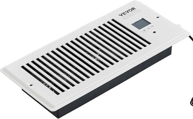 VEVOR Register Booster Fan, Quiet Vent Booster Fan Fits 4” x 10” Register Holes, with Remote Control and Thermostat Control, Adjustable 10-Speed for Heating Cooling Smart Vent, White