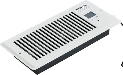 VEVOR Register Booster Fan, Quiet Vent Booster Fan Fits 4” x 10” Register Holes, with Remote Control and Thermostat Control, Adjustable 10-Speed for Heating Cooling Smart Vent, White