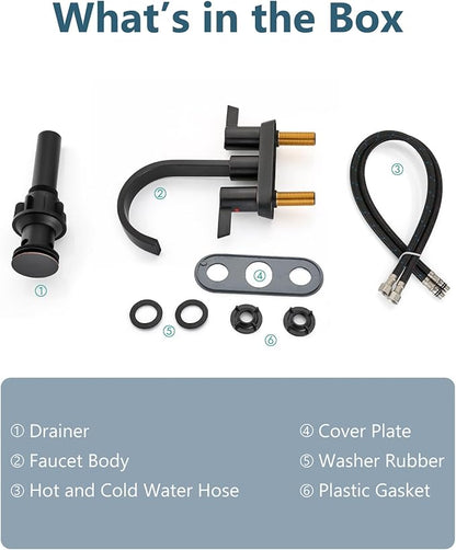 Aolemi Bathroom Faucets for Sink 3 Hole,4 Inch Centerset Waterfall Faucet 2 Handle for Bathroom Sink with Pop-Up Drain and Supply Lines Oil Rubbed Bronze