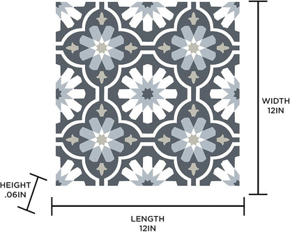 FloorPops FP2944 Sevilla Peel & Stick Floor Tiles, Multicolor (Pack of 6)